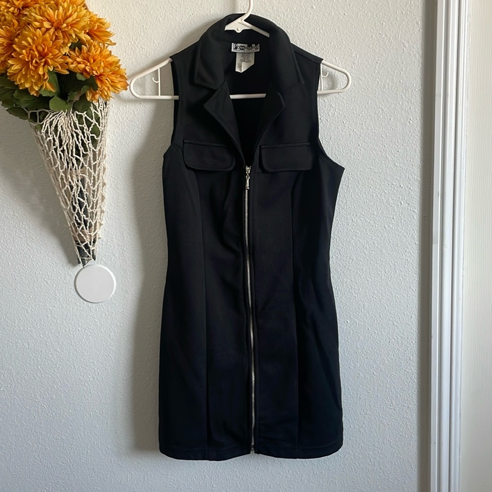 🔴Vintage Possessed Black Zip Up Mini Dress